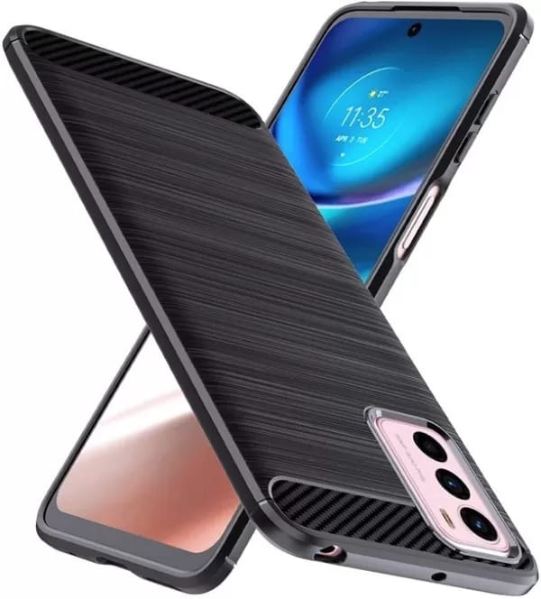 Picture of Motorola G42 Carbon Fiber High Quality Soft Mobile Back Cover (BLACK) for Moto G42 - Rugged Protection for Moto G31 - Premium Safety for Moto G42