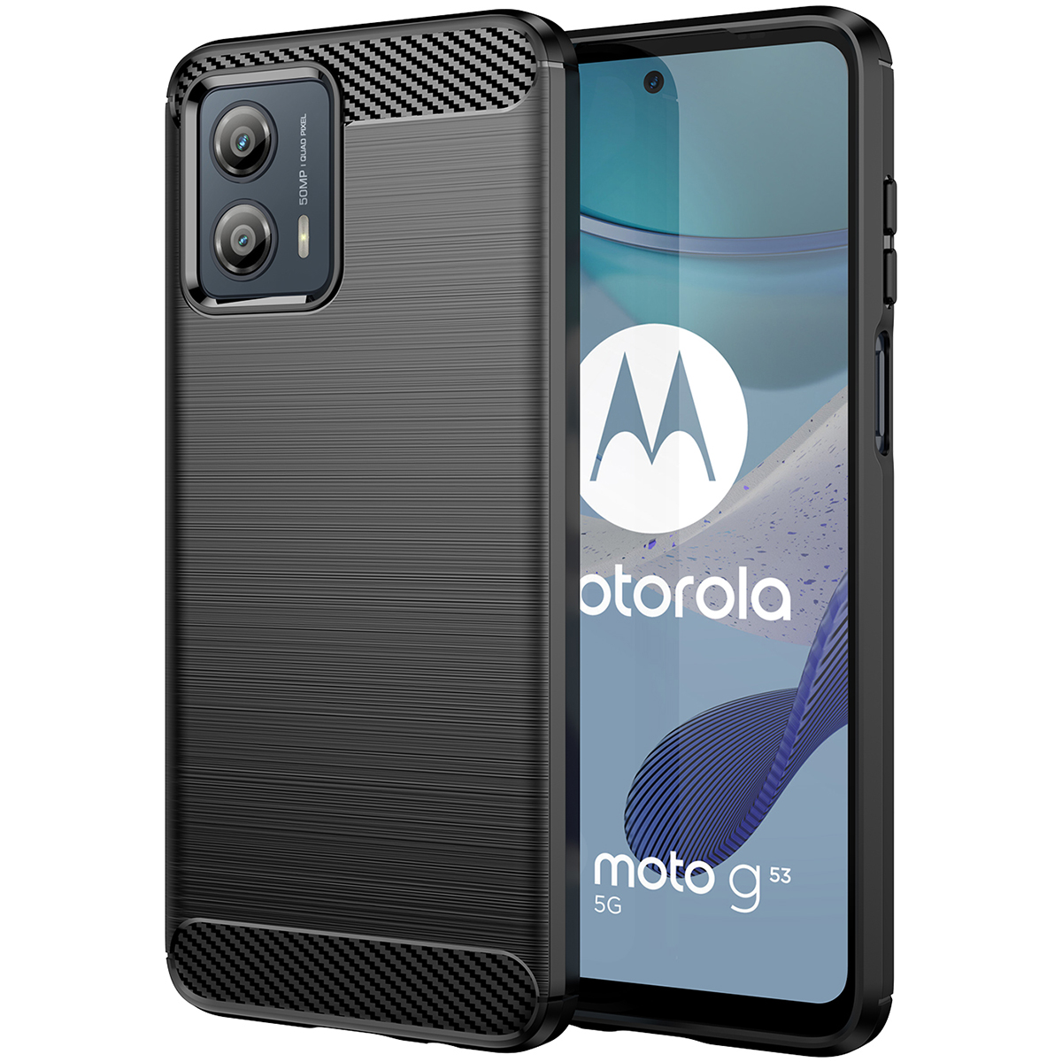 Picture of For Motorola Moto G53 / Moto G53Y/G53J / Moto G53S 5G/G53G Case Carbon Fiber TPU Shockproof Soft Silicone Phone Cover