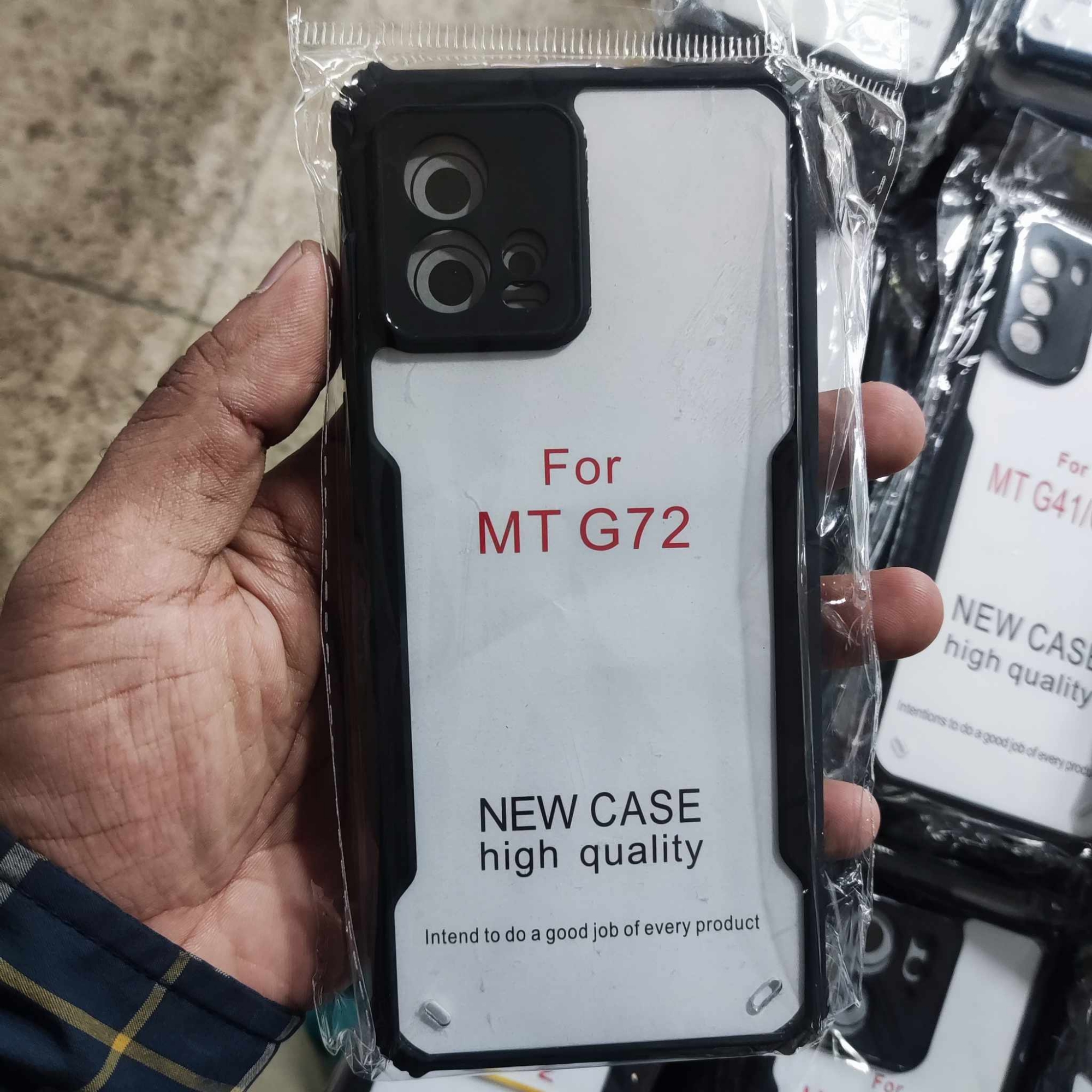 Picture of For Motorola Moto G72 Clear Back Hard Covers Shockproof Soft Black Rubber Frame Camera Protection Transparent Mobile Phone Cases