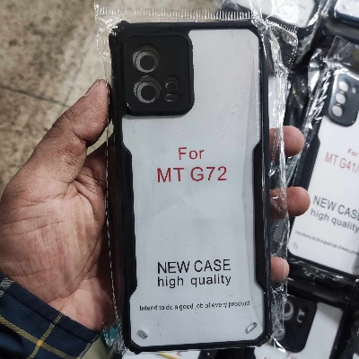 Picture of For Motorola Moto G72 Clear Back Hard Covers Shockproof Soft Black Rubber Frame Camera Protection Transparent Mobile Phone Cases