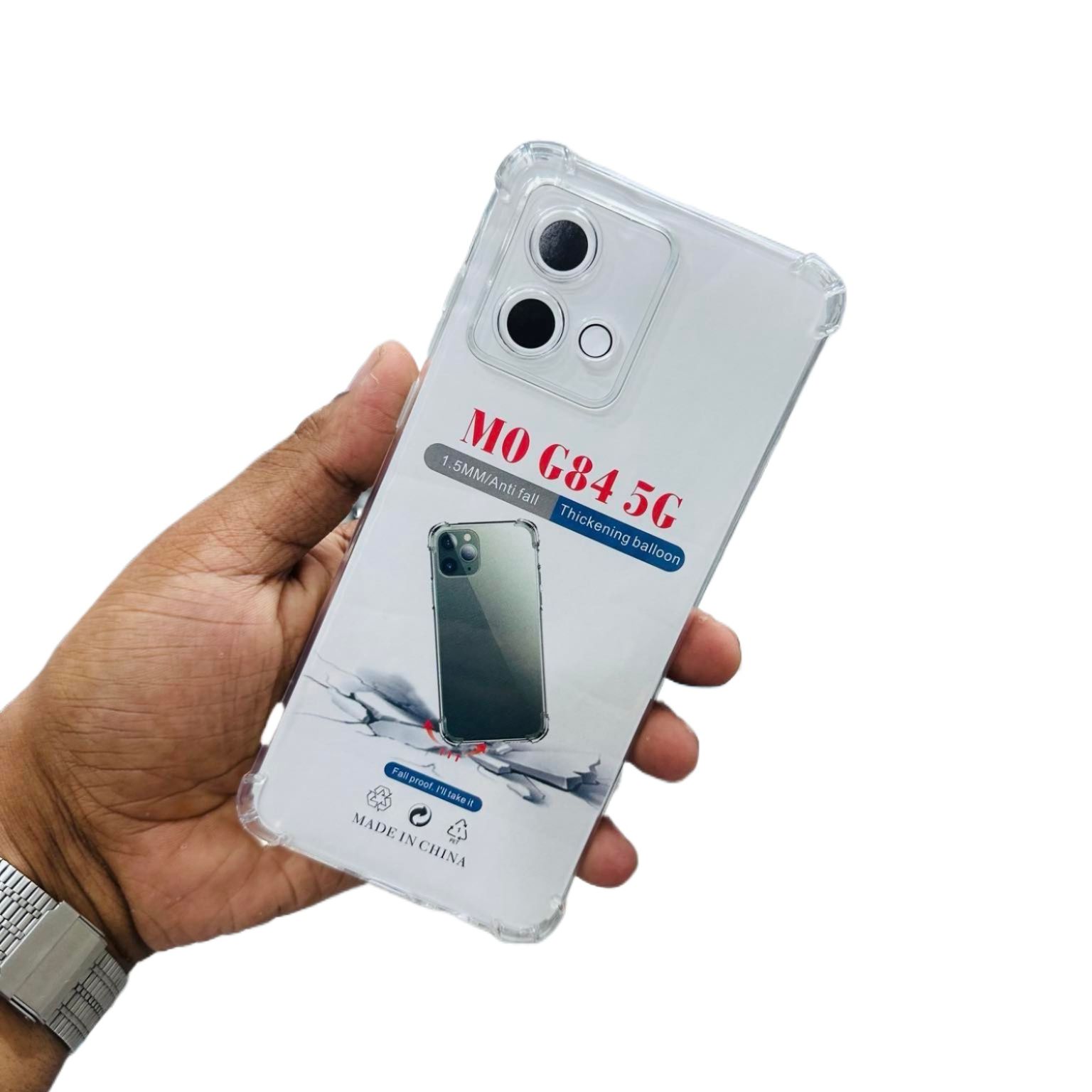 Picture of For Motorola G84 without finger Luxury Crystal Clear Case Soft Silicone Shockproof Transparent Shell TPU Back Cover G84