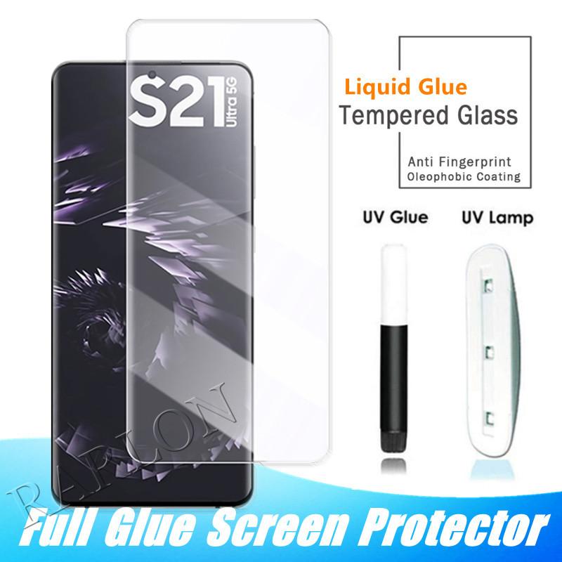 Picture of UV Light Adhesive Tempered Glass Screen Protector for Samsung Galaxy S22 ULTRA / S22 PLUS / S22 / S21 ULTRA / S21 PLUS / S21 / Note 20 ULTRA / S20 ULTRA / S20 PLUS / NOTE 20 PLUS / NOTE 20 / S20 - Transparent