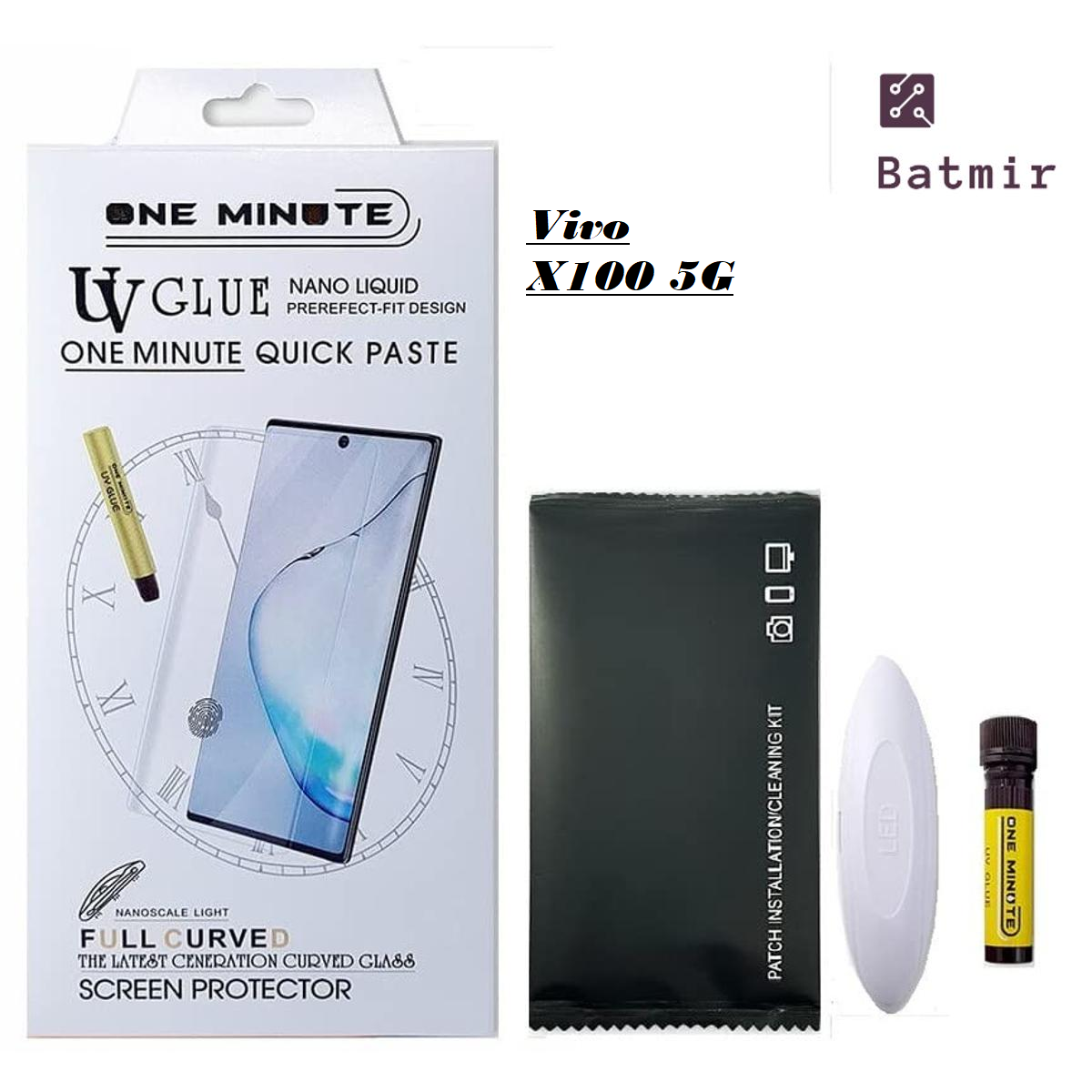 Picture of vivo X100 5G (A+ GRADE) Premium UV Tempered Glass Screen Protector Curved with Liquid Glue and UV Light -Transparent Clear