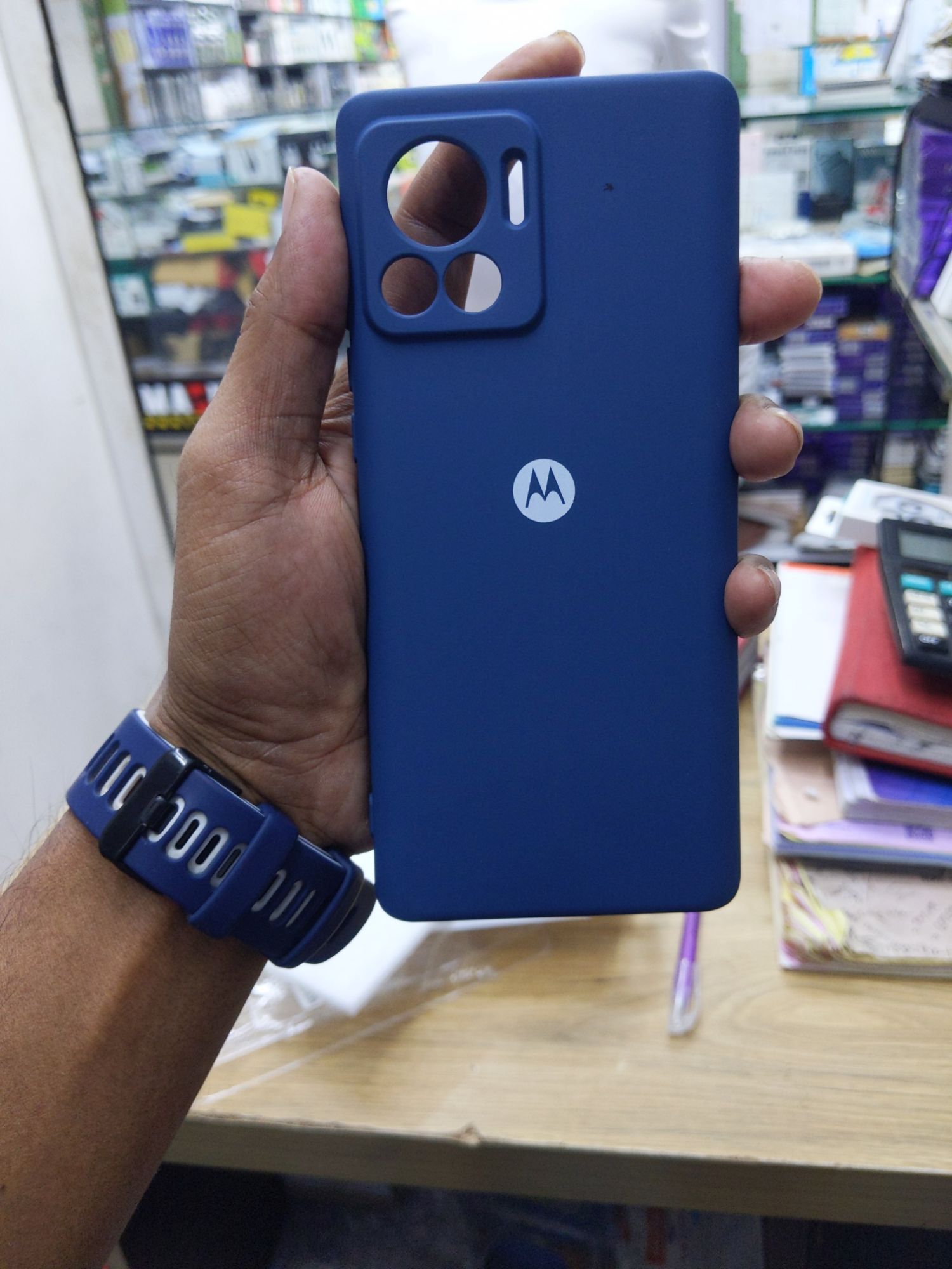 Picture of For Motorola Moto Edge 30 Ultra Silicone Cases Shockproof Drop Protection Tested 2023 Round Edge Camera Bumper Perfect Fitting In Black & Blue Color Phone Back Covers