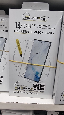 Picture of For Samsung S23 Ultra  (A+ GRADE) Premium UV Tempered Glass Screen Protector Curved with Liquid Glue and UV Light -Transparent Clear