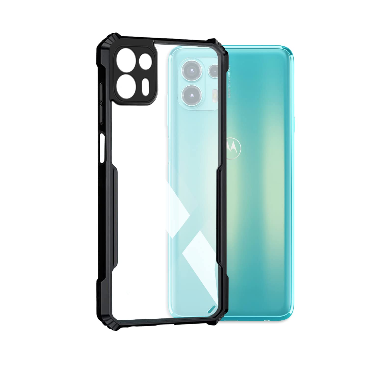 Picture of Motorola Edge 20 Fusion Edge-Reinforced Shockproof Cushion Back Clear Hybrid Transparent Soft Silicon Cover Casing-EFH