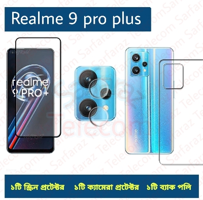Picture of 3in1 Combo For Realme 9 pro plus 9D Screen Protector + Ultra Thin Back Poly + Camera Glass