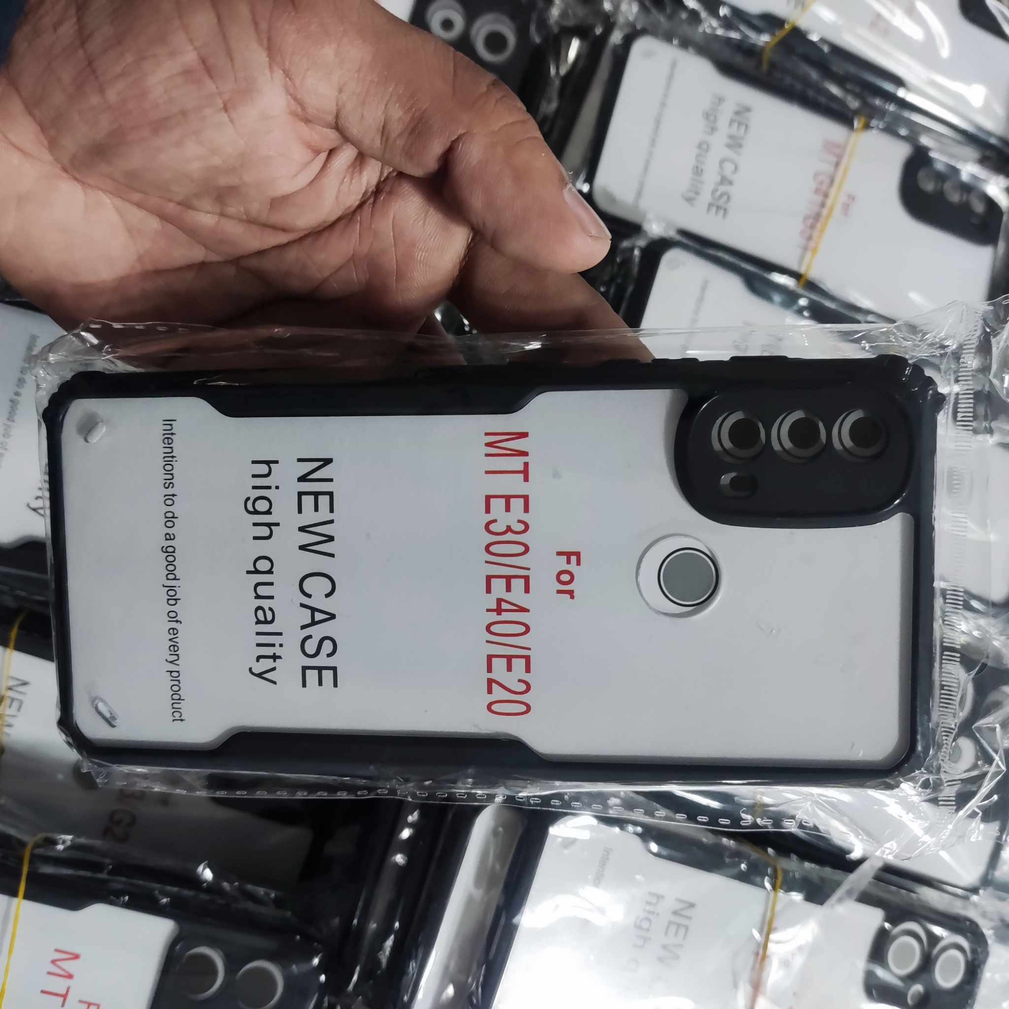 Picture of For Motorola Moto E20 E30 E40 Clear Back Hard Covers Shockproof Soft Black Rubber Frame Camera Protection Transparent Mobile Phone Cases