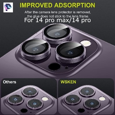 Picture of For Apple iPhone 14 Pro/iPhone 14 Pro Max Ultra-thin Aviation Alloy Camera Lens Protector HD Tempered Metal Glass Camera Screen Protector Cover Film Accessories(Deep Purple ,Space Black,Gold ,Silver)