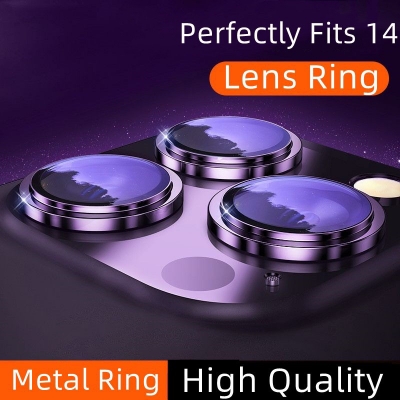 Picture of For Apple iPhone 14 Pro/iPhone 14 Pro Max Ultra-thin Aviation Alloy Camera Lens Protector HD Tempered Metal Glass Camera Screen Protector Cover Film Accessories(Deep Purple ,Space Black,Gold ,Silver)
