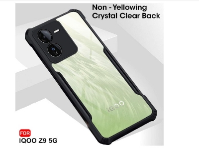 Picture of TheGiftKart ShockProof Crystal Clear Back Cover Case for IQOO Z9 5G | 360 Degree Protection | Protective Design | Transparent Back Cover Case for IQOO Z9 5G (PC & TPU, Black Bumper)