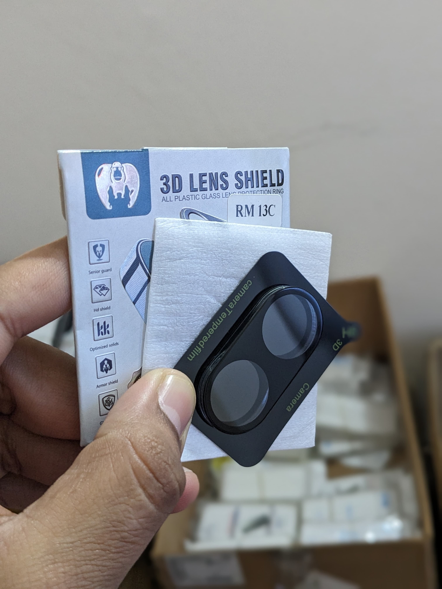 Picture of For Redmi 13c 1Pcs 3D Tempered Glass Camera Film For Redmi13C Full Coverage High-definition Scratch Proof Explosion-proof Black bBackground Camera Protector