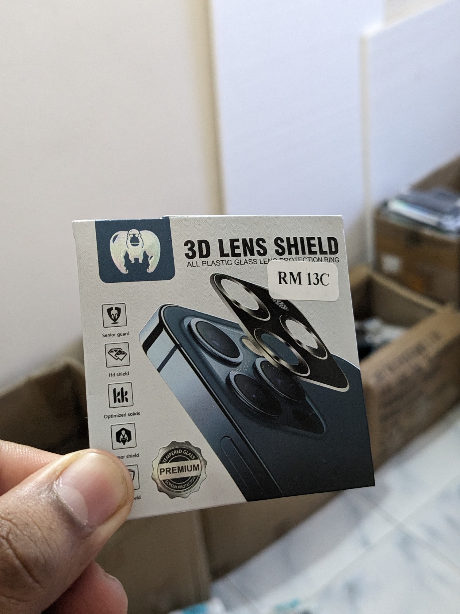 Picture of For Redmi 13c 1Pcs 3D Tempered Glass Camera Film For Redmi13C Full Coverage High-definition Scratch Proof Explosion-proof Black bBackground Camera Protector