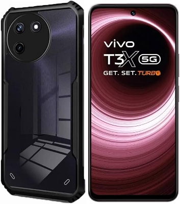 Picture of For vivo t3x 5g  Edge-Reinforced Shockproof Cushion Back Clear Hybrid Transparent Hard Cover Casing