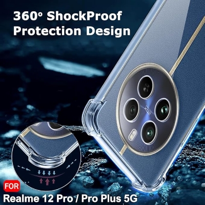 Picture of For Realme 12 Pro / Realme 12 Pro+ 5g / Realme 12+ Back Flexible Clear Transparent Soft TPU Back Case Cover With Bumper
