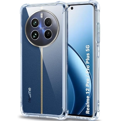 Picture of For Realme 12 Pro / Realme 12 Pro+ 5g / Realme 12+ Back Flexible Clear Transparent Soft TPU Back Case Cover With Bumper