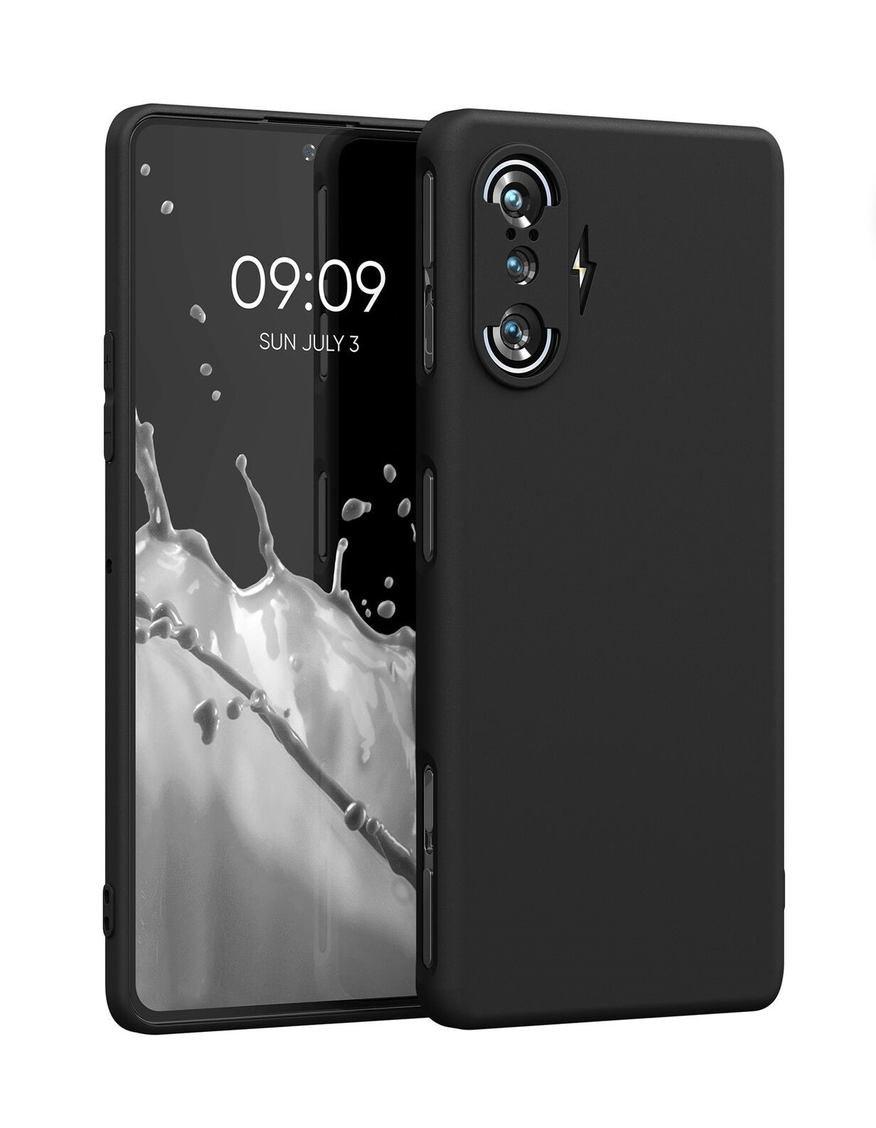 Picture of Liquid Silicon Phone cases Black-Blue for Xiaomi Redmi k40 Gaming /POCO F3 GT Liquid Silicon Mobile Back Case Soft Silicone Phone Cover