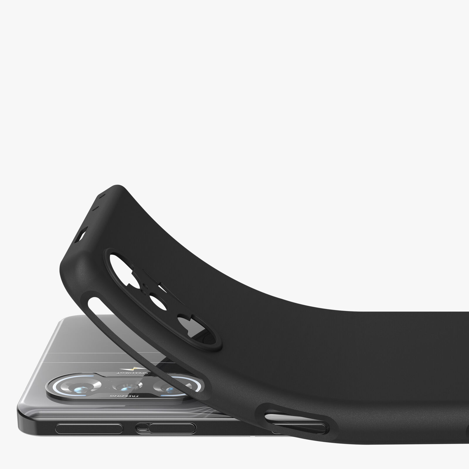 Picture of Liquid Silicon Phone cases Black-Blue for Xiaomi Redmi k40 Gaming /POCO F3 GT Liquid Silicon Mobile Back Case Soft Silicone Phone Cover