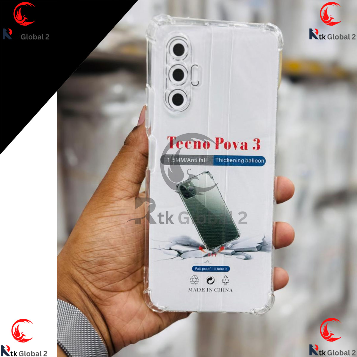 Picture of For Tecno Pova 3 Global Silicone Airbag cover Shockproof Transparent Protective Clear Back Cover TPU Case