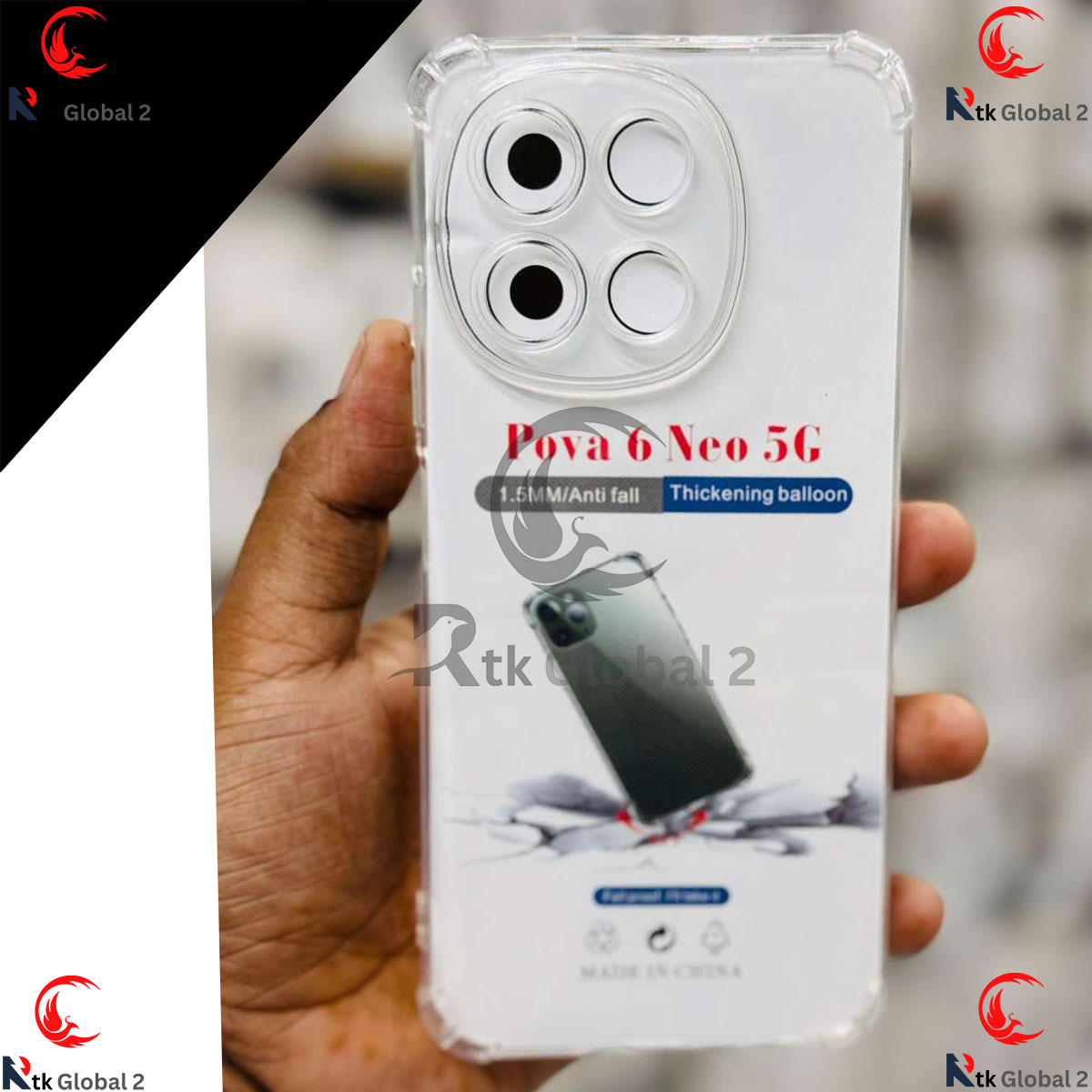 Picture of For Tecno Pova 6 Neo 5G Silicone Airbag cover Shockproof Transparent Protective Clear Back Cover TPU Case