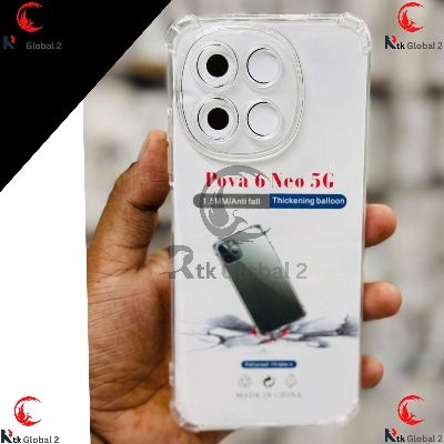Picture of For Tecno Pova 6 Neo 5G Silicone Airbag cover Shockproof Transparent Protective Clear Back Cover TPU Case