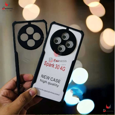 Picture of Tecno Spark 30 4G Shockproof Crystal Clear Back Cover Case for Tecno Spark 30 | 360 Degree Protection | Protective Design | Transparent Back Cover Case for Tecno Spark 30 TecnoSpark30 (Black Bumper)