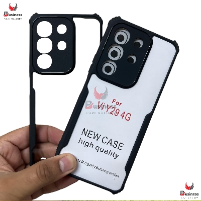 Picture of Vivo Y29 4g Back Cover 360 Degree Protection | Protective Design | Transparent Back Cover Case for VivoY29 Phone Cases (PC & TPU, Black Bumper) Vivo Y29 Back Case