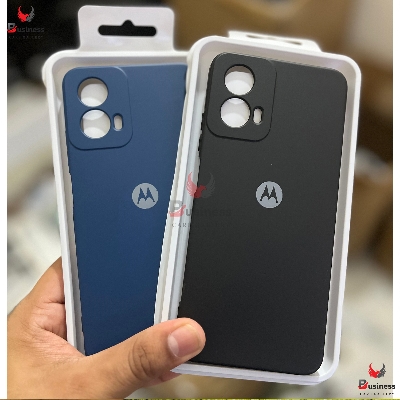 Picture of Motorola Moto G45 5G Silicone Shockproof Back Case Black and Blue Slim Design
