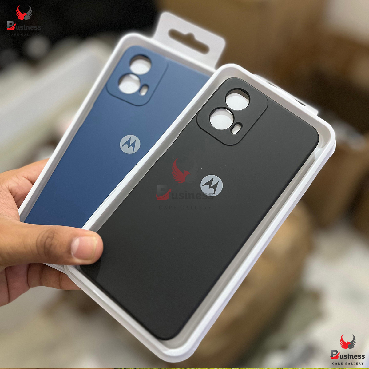 Picture of Motorola Moto G45 5G Silicone Shockproof Back Case Black and Blue Slim Design