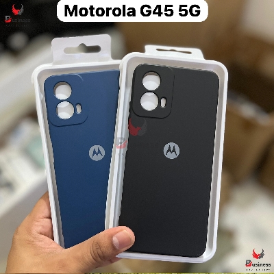 Picture of Motorola Moto G45 5G Silicone Shockproof Back Case Black and Blue Slim Design