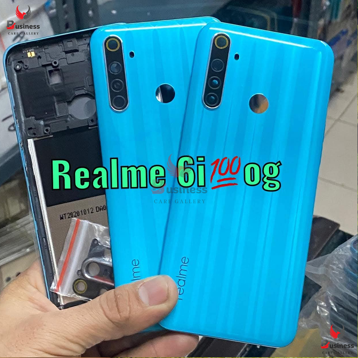 Picture of Replacement Backshell For Realme 6i - Back Battery Cover Rear Panel Door Housing Case + middle feram - Camera - Phone Back Cover