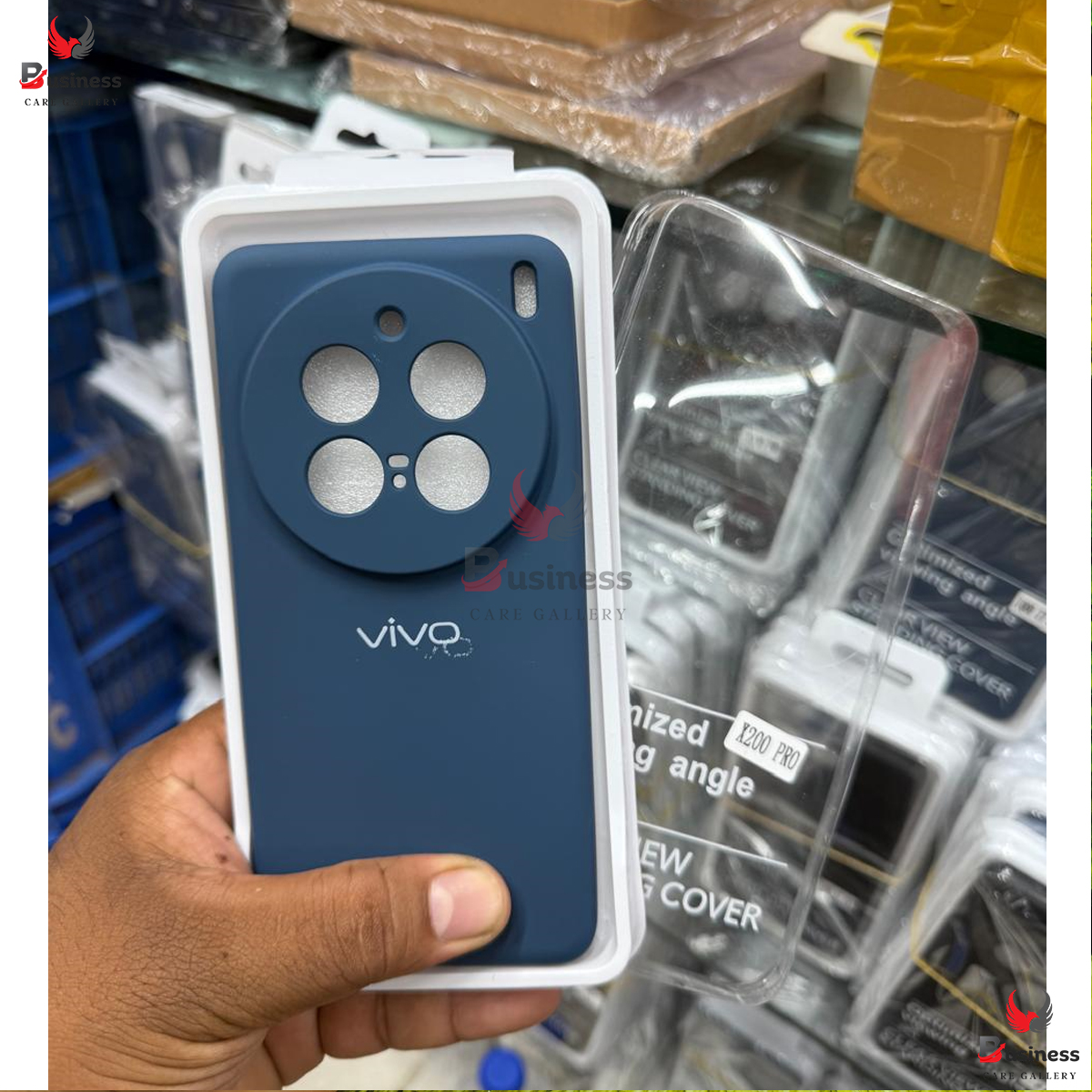 Picture of For VIVO X200 Pro Silicone Cases Shockproof Drop Protection Round Edge Camera Bumper Perfect Fitting In Black & Blue Color Phone Back Covers- 100% Original