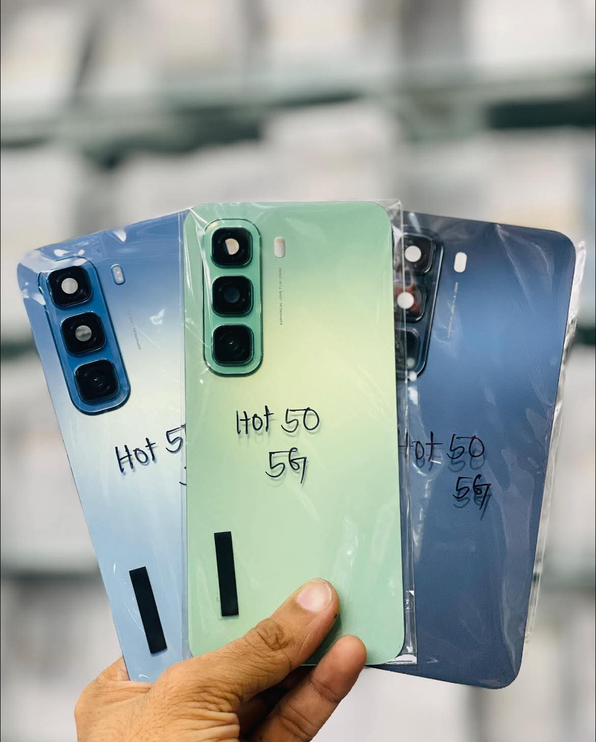 Picture of For Infinix Hot 50  Back Panel Housing + Camera Glass Back shell Replacement Spare Parts