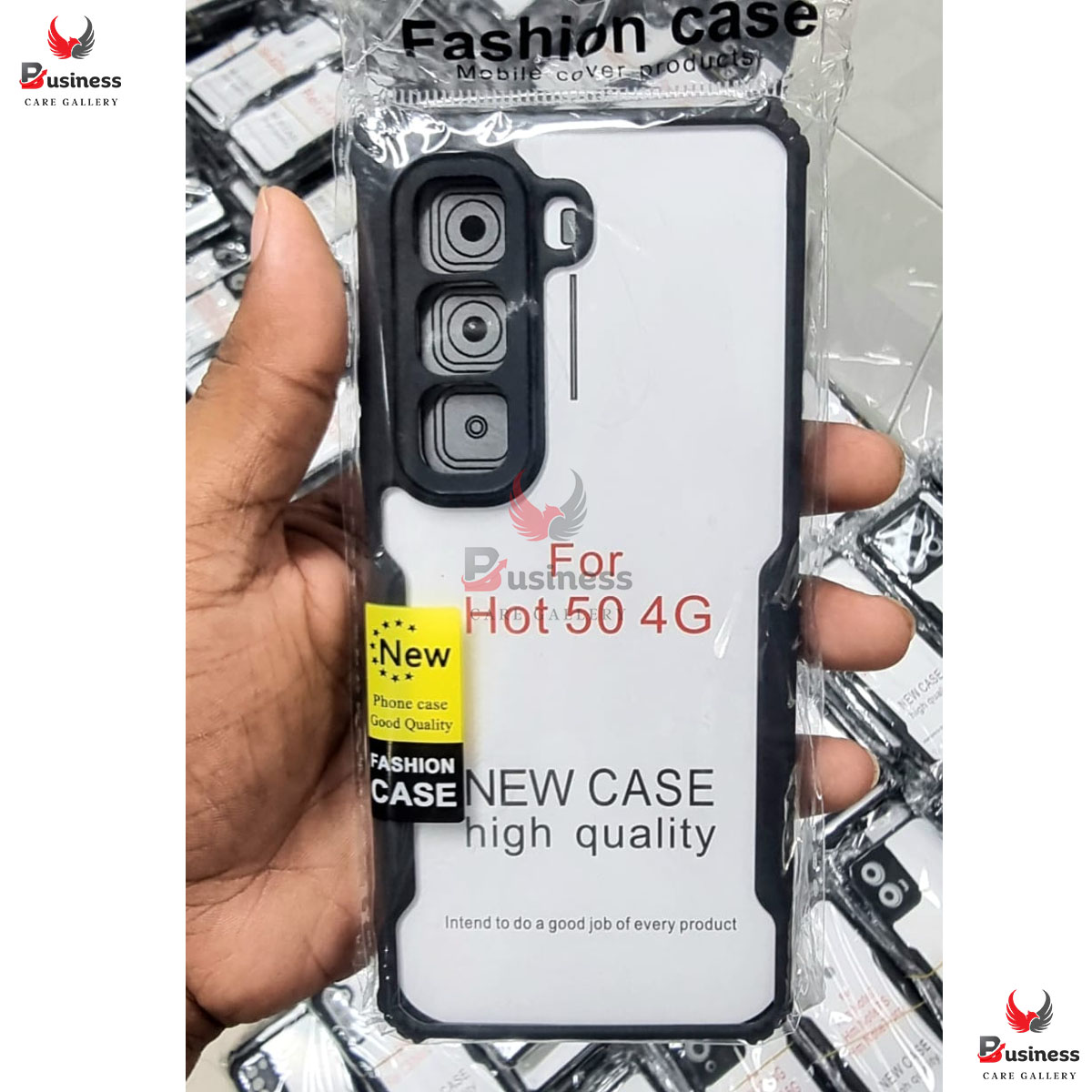 Picture of Xundd Shockproof Crystal Clear Back Cover Case for Infinix Hot 50 X6882 | 360 Degree Protection | Protective Design | Transparent Back Cover Case for Infinix Hot 50 4G X6882 (Black Bumper)