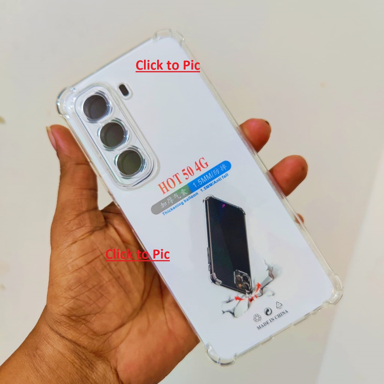 Picture of For Infinix Hot 50 4G - Reinforced Shockproof Cushion Back Clear Hybrid Transparent Sof Silicon AK Back Cover Casing