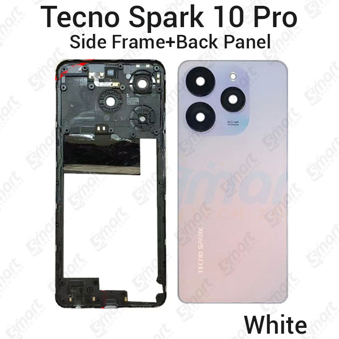 Picture of For Tecno Spark 10 Pro KI7 Side Frame + Back Panel Housing + Camera Glass Back shell Replacement Spare Parts