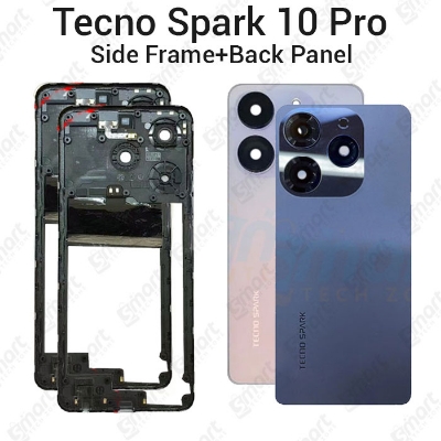 Picture of For Tecno Spark 10 Pro KI7 Side Frame + Back Panel Housing + Camera Glass Back shell Replacement Spare Parts