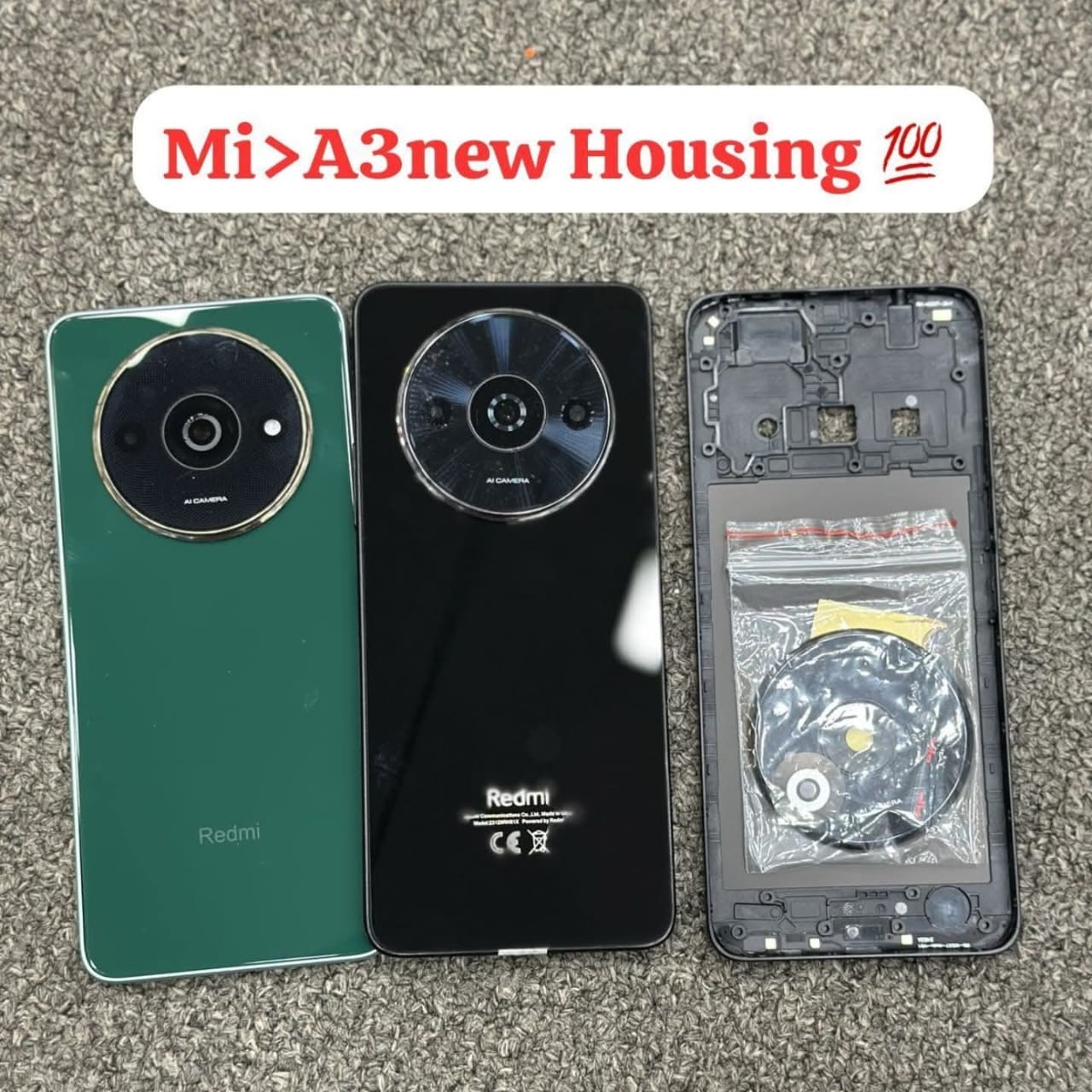 Picture of For Xiaomi Redmi A3 Side Frame + Back Panel Housing + Camera Glass Back shell Replacement Spare Parts