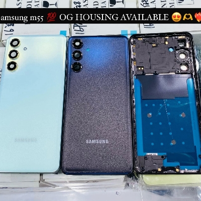 Picture of For Samsung Galaxy M55 Side Frame + Back Panel Housing + Camera Glass Back shell Replacement Spare Parts