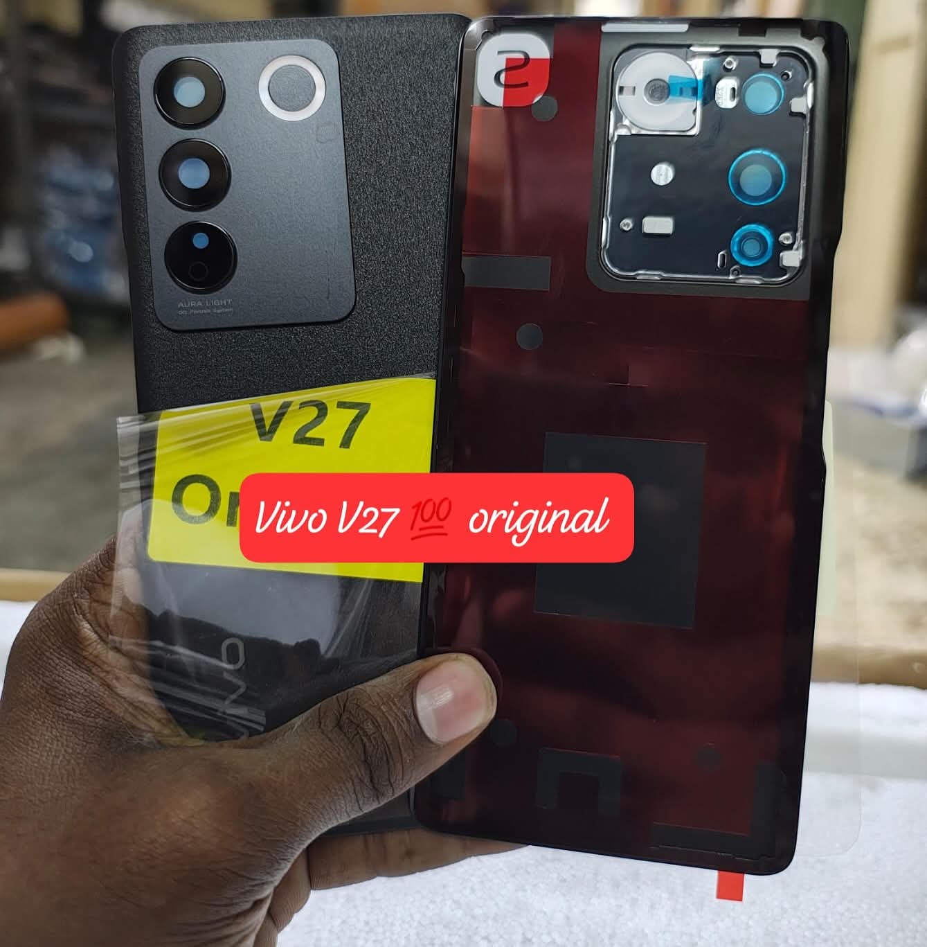 Picture of For vivo V27 Side Frame + Back Panel Housing + Camera Glass Back shell Replacement Spare Parts