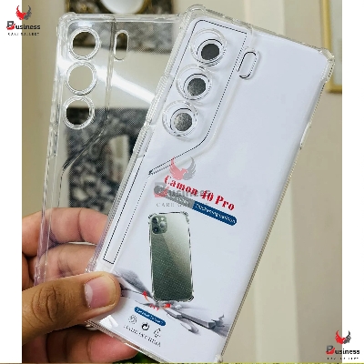 Picture of For Tecno Camon 40 Pro Reinforced Shockproof Cushion Back Clear Hybrid Transparent Sof Tpu Back Cover For Tecno Camon 40 Pro Phone Case