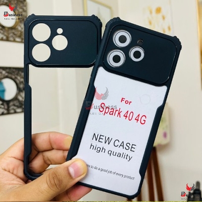 Picture of TheGiftKart Shockproof Crystal Clear Back Cover Case for Tecno Spark 40 | 360 Degree Protection | Protective Design | Transparent Back Cover Case for Tecno Spark 40 (PC & TPU, Black Bumper) TecnoSpark40