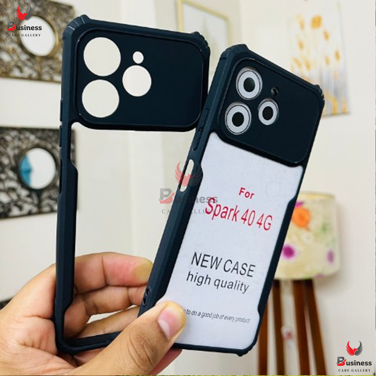 Picture of TheGiftKart Shockproof Crystal Clear Back Cover Case for Tecno Spark 40 | 360 Degree Protection | Protective Design | Transparent Back Cover Case for Tecno Spark 40 (PC & TPU, Black Bumper) TecnoSpark40