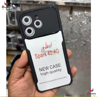 Picture of TheGiftKart Shockproof Crystal Clear Back Cover Case for Tecno Spark 40 | 360 Degree Protection | Protective Design | Transparent Back Cover Case for Tecno Spark 40 (PC & TPU, Black Bumper) TecnoSpark40