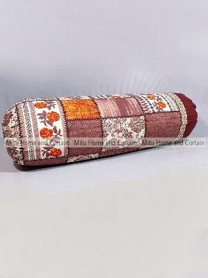 Side Pillow Cover Kol Balish Cover 1 Pcs | Standard 38 * 32 Inch Pillow Protector - Available in Green, Pink, Red, Brown, Ash, Purple, Blue Mitu Home and Curtainonline shop bangladeshothoba.com