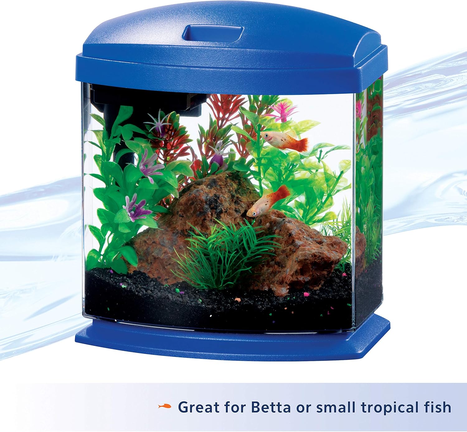 Picture of Aqueon LED MiniBow Small Aquarium Fish Tank Kit with SmartClean Technology, Blue