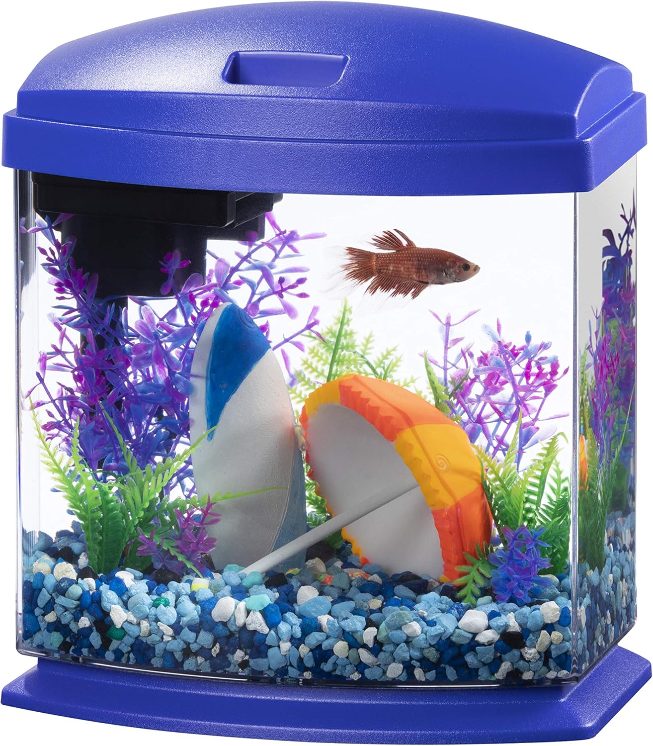 Picture of Aqueon LED MiniBow Small Aquarium Fish Tank Kit with SmartClean Technology, Blue