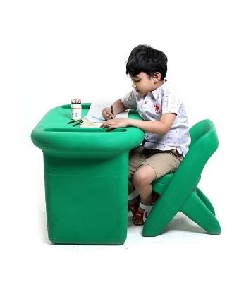 Picture of Scholar Table with Chair Green set toy Easy Set Up Playset for Indoor Outdoor Backyard, Easy to Store, Safe Toy for Toddler, Kids Premium Kids Plastic Slide – Indoor & Outdoor Baby Slider | Durable & Safe Children Playground Toy