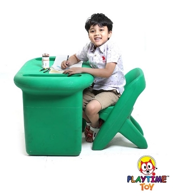 Picture of Scholar Table with Chair Green set toy Easy Set Up Playset for Indoor Outdoor Backyard, Easy to Store, Safe Toy for Toddler, Kids Premium Kids Plastic Slide – Indoor & Outdoor Baby Slider | Durable & Safe Children Playground Toy
