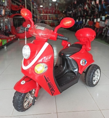 Picture of Kids Rechargeable Scooty Electric Bike with Key Start, Hand Pickup, Foot Brake, Music & LED Lighting Wheels –12V Battery Powered & Double Motor Ride-On Motorcycle for Children Age 4–15 Years